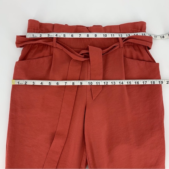 Zara trf Collection Tomato Red High Rise Paper Bag Waisted Ankle Pants, Large - Picture 10 of 15